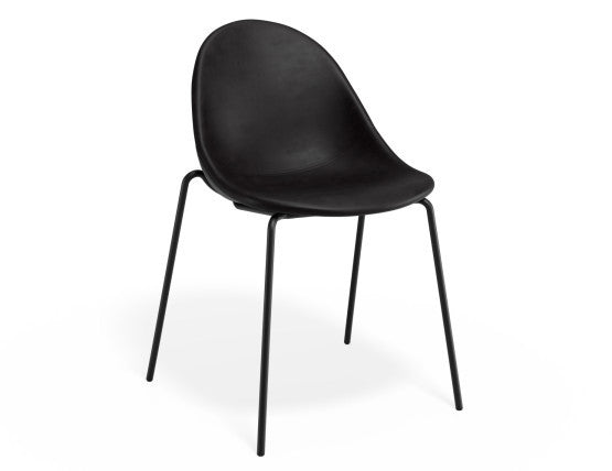 Pebble Chair Black Upholstered Vintage Seat - 4 Post Base - Black