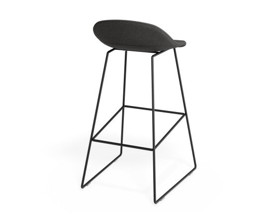 Pop Stool - Black Frame and Fabric Grey Seat - 65cm Kitchen Bench Seat Height