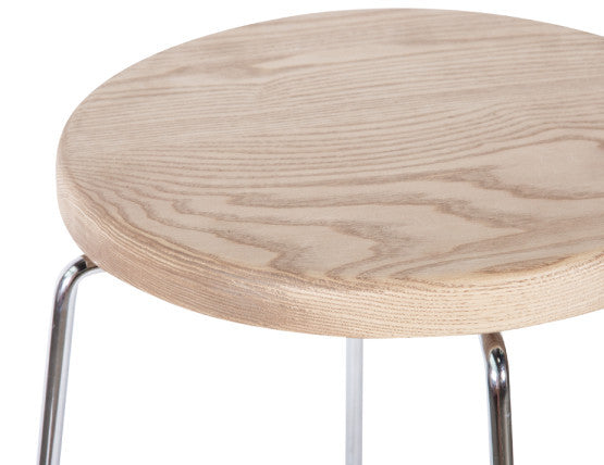 Hugo Low Stool - Chrome -  Natural Seat