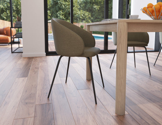 Henley Dining Chair - Black Legs - Forest Green Fabric