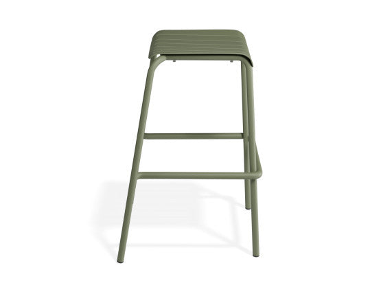 Roku Outdoor Backless Bar Stool in Matt Eucalyptus Green