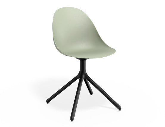 Pebble Chair Mint Green with Shell Seat - Pyramid Fixed Base with Castors - Black