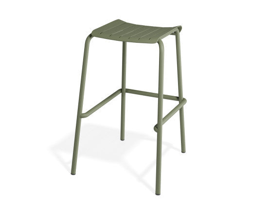Roku Outdoor Backless Bar Stool in Matt Eucalyptus Green