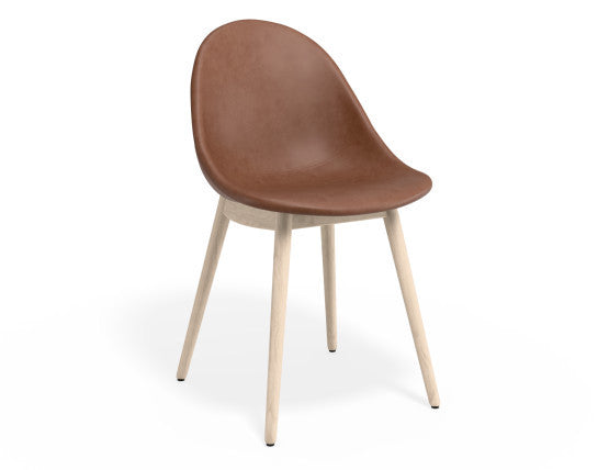 Pebble Chair Tan Upholstered Vintage Seat - Pyramid Fixed Base - Black