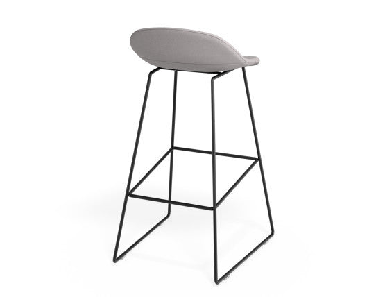 Pop Stool - Black Frame and Fabric Light Grey Seat - 65cm Kitchen Bench Seat Height