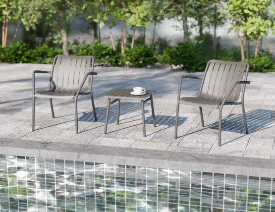 Roku Outdoor Low Stool Footrest in Matt Charcoal