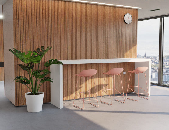 Pop Stool - Soft Pink Frame and Shell Seat  - 65cm Kitchen Bench Seat Height