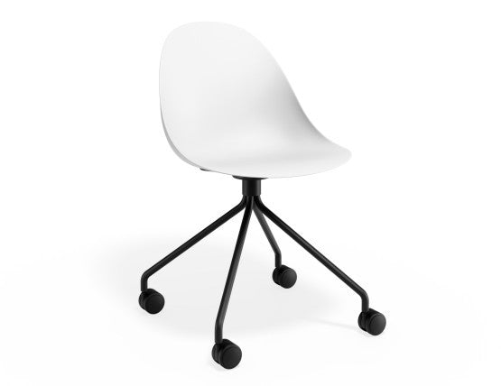 Pebble Chair White with Shell Seat - Sled Stackable Base - White