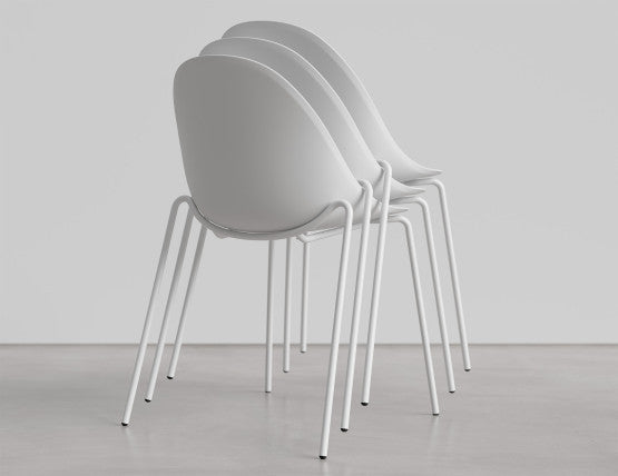 Pebble Chair White with Shell Seat - Sled Stackable Base - White