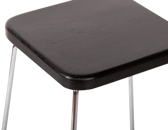 Hugo Low Stool - Chrome - Black Seat - 46cm Round Seat Black / Chrome Frame