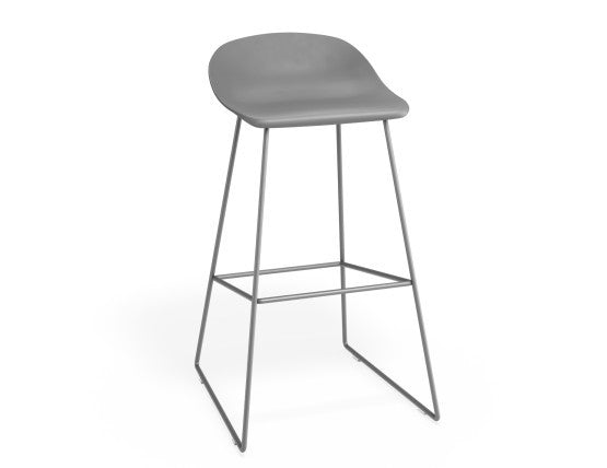 Pop Stool - Silver Grey Frame and Shell Seat  - 65cm Kitchen Bench Seat Height