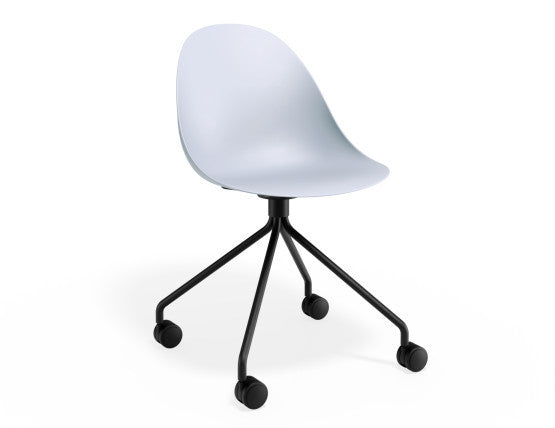 Pebble Chair Pale Blue with Shell Seat - Sled Stackable Base - Black