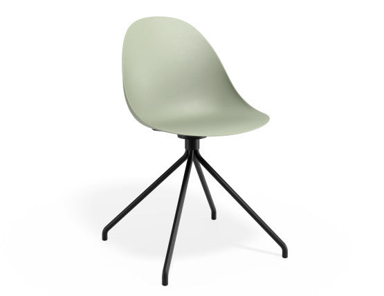 Pebble Chair Mint Green with Shell Seat - Pyramid Fixed Base with Castors - Black