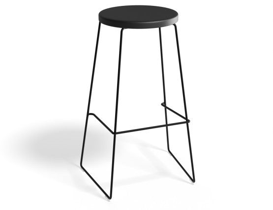 Hugo Bar Stool - Black - Black Seat - 68cm Kitchen Height Round Seat