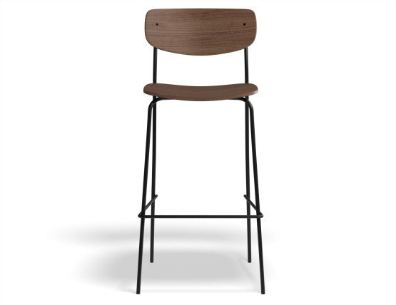 Rylie Stool - American Walnut Seat and Backrest - 75cm Bar Height