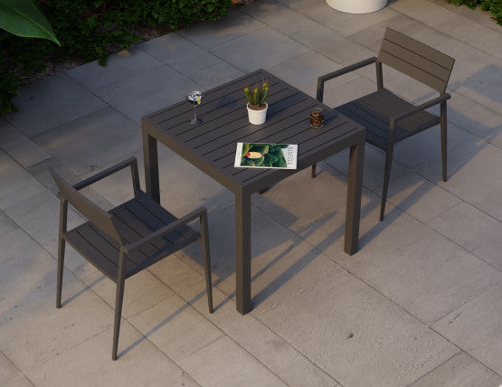 Halki Table Matt Charcoal Aluminium 77cm x 77xm
