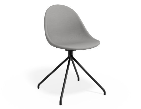 Pebble Fabric Light Grey Upholstered Chair - Pyramid Fixed Base - Black