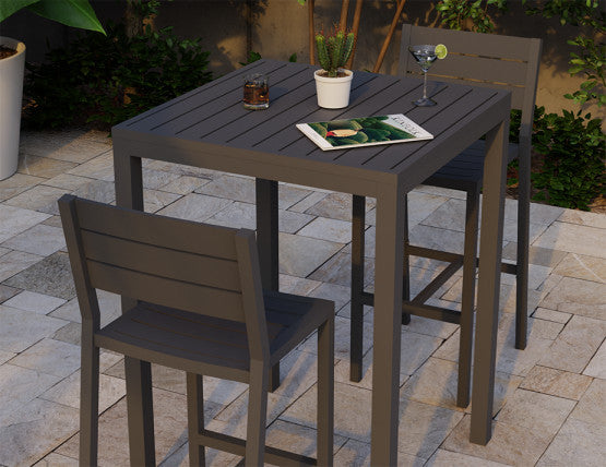 Halki Table - Outdoor - High Bar - Matt Charcoal 77 x 77cm