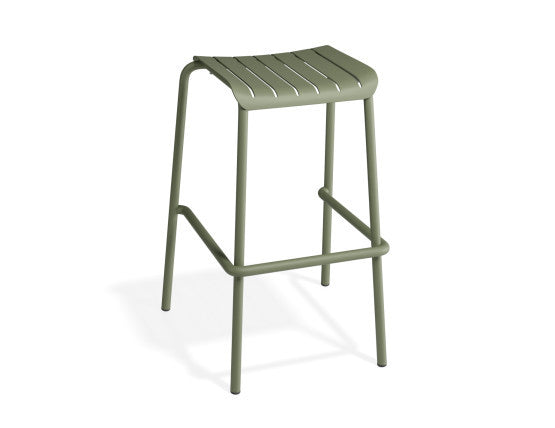 Roku Outdoor Backless Bar Stool in Matt Eucalyptus Green