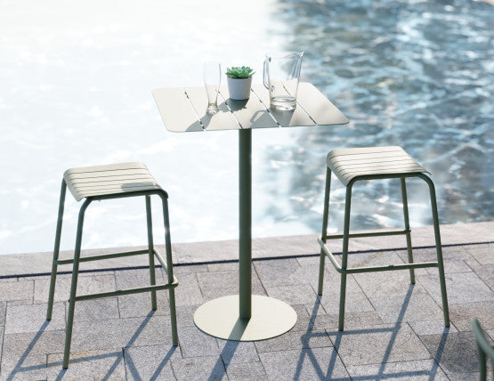 Roku Outdoor Backless Bar Stool in Matt Eucalyptus Green