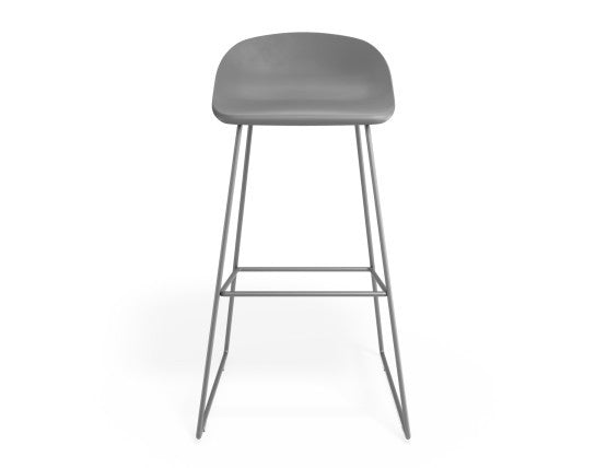 Pop Stool - Silver Grey Frame and Shell Seat  - 65cm Kitchen Bench Seat Height