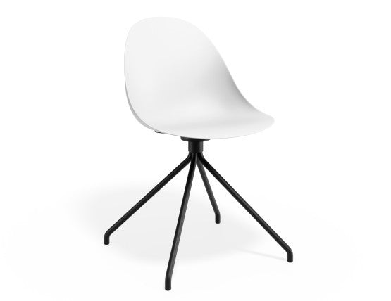 Pebble Chair White with Shell Seat - Sled Stackable Base - White