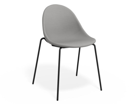 Pebble Fabric Light Grey Upholstered Chair - Pyramid Fixed Base - Black