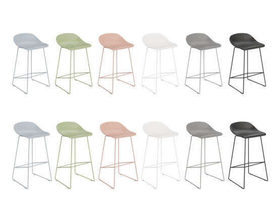 Pop Stool - Silver Grey Frame and Shell Seat  - 65cm Kitchen Bench Seat Height