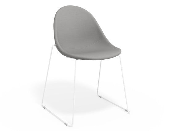 Pebble Fabric Light Grey Upholstered Chair - Pyramid Fixed Base - Black