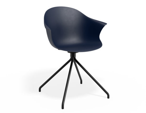Pebble Armchair Navy Blue with Shell Seat - Pyramid Fixed Base