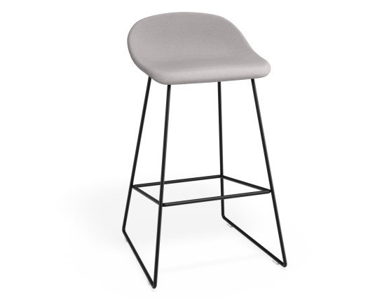 Pop Stool - Black Frame and Fabric Light Grey Seat - 65cm Kitchen Bench Seat Height