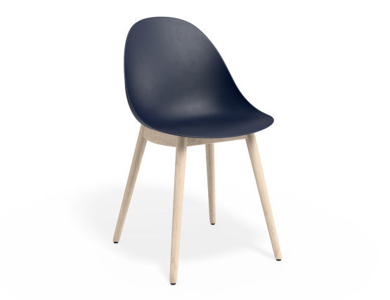 Pebble Chair Navy Blue with Shell Seat - Sled Stackable Base - White
