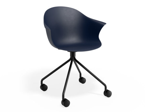 Pebble Armchair Navy Blue with Shell Seat - Pyramid Fixed Base