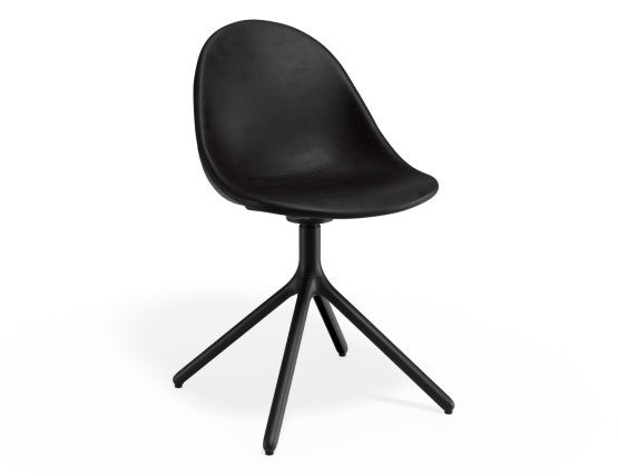 Pebble Chair Black Upholstered Vintage Seat - 4 Post Base - Black