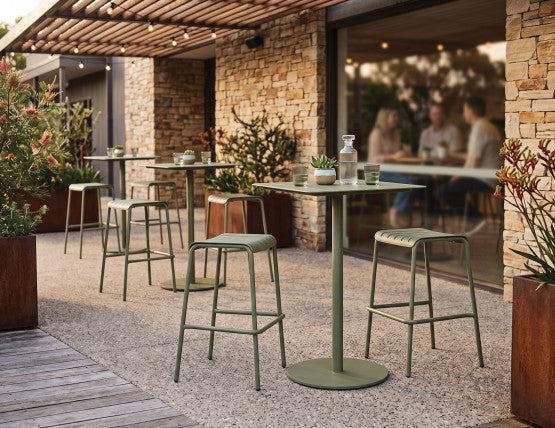 Roku High Bar Table - Outdoor - Eucalyptus Green - 65 x 65cm Table Top