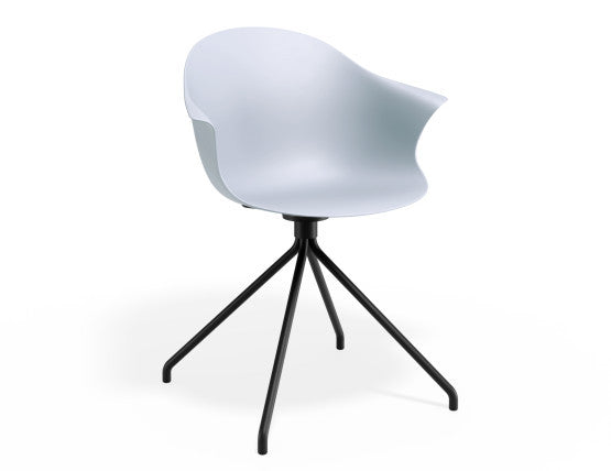 Pebble Armchair Pale Blue with Shell Seat - Pyramid Fixed Base