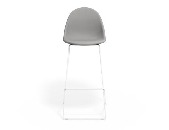 Pebble Fabric Light Grey Upholstered Stool - Counter Stool 65cm Seat - White Frame