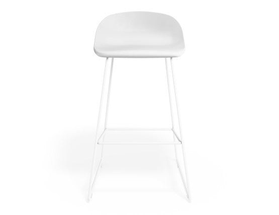 Pop Stool - White Frame and Shell Seat  - 65cm Kitchen Bench Seat Height