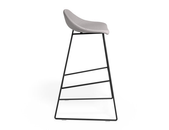 Pop Stool - Black Frame and Fabric Light Grey Seat - 65cm Kitchen Bench Seat Height