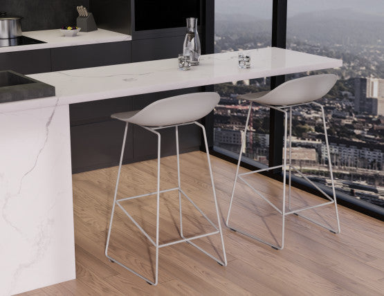 Pop Stool - Silver Grey Frame and Shell Seat  - 65cm Kitchen Bench Seat Height