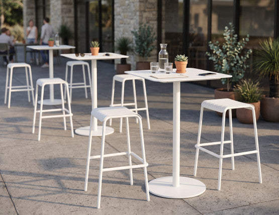 Roku High Bar Table - Outdoor - White - 65 x 65cm Table Top