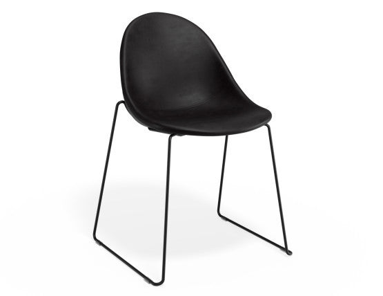 Pebble Chair Black Upholstered Vintage Seat - 4 Post Base - Black