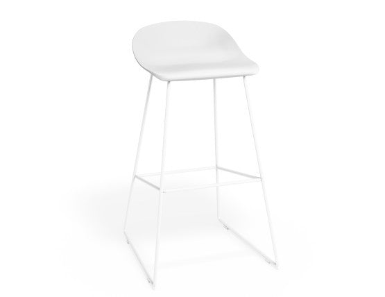 Pop Stool - White Frame and Shell Seat  - 65cm Kitchen Bench Seat Height