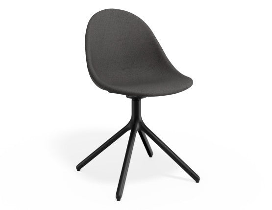 Pebble Fabric Dark Grey Upholstered Chair - Pyramid Fixed Base with Castors - Black
