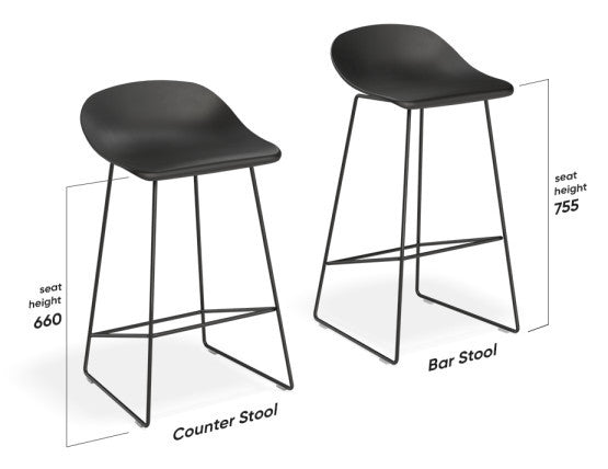 Pop Stool - Silver Grey Frame and Shell Seat  - 65cm Kitchen Bench Seat Height