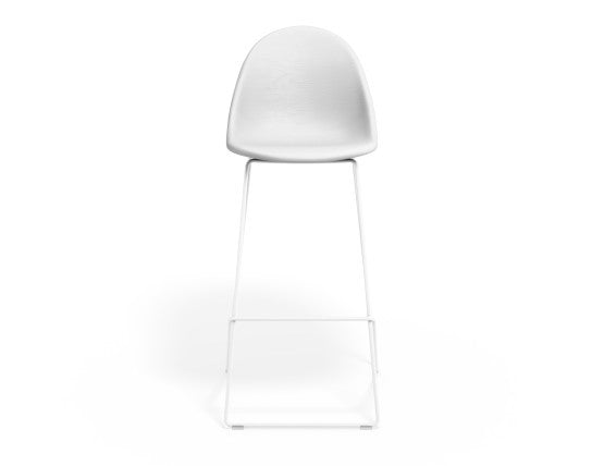 Pebble Stool White Upholstered Seat  - Counter Stool 65cm Seat - White Base