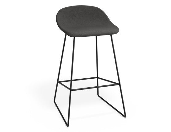 Pop Stool - Black Frame and Fabric Grey Seat - 65cm Kitchen Bench Seat Height