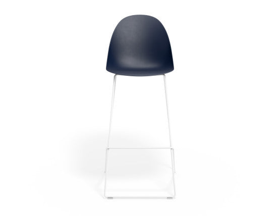 Pebble Navy Stool Shell Seat - Bar Stool 76cm Seat Height - White Frame