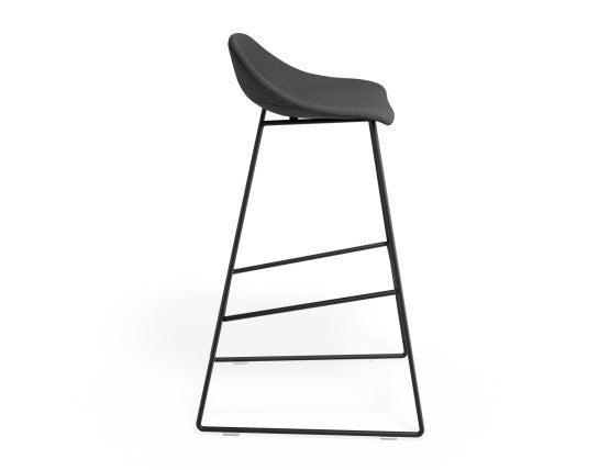 Pop Stool - Black Frame and Fabric Grey Seat - 65cm Kitchen Bench Seat Height