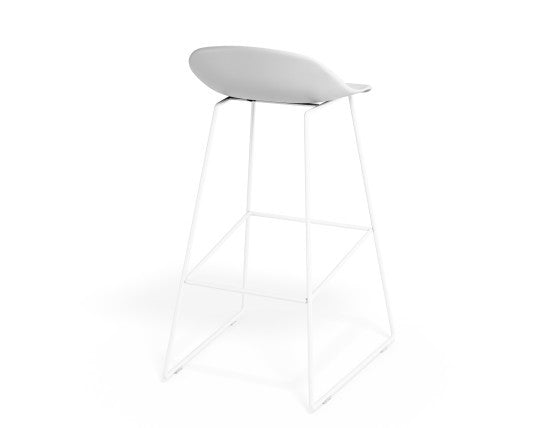 Pop Stool - White Frame and Shell Seat  - 65cm Kitchen Bench Seat Height